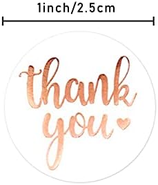1" 500 PCS Pink Thank You Stickers Roll, Foil Thank You Labels Stickers Adhesive Thank You Sealing Stickers Round White Thank You Stickers Small Business for Supporting Packaging Gift Bags Wedding