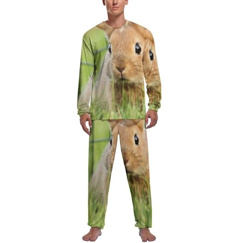 Pyjama homme haut et bas Lapin d'herbe contre le froid nocturne