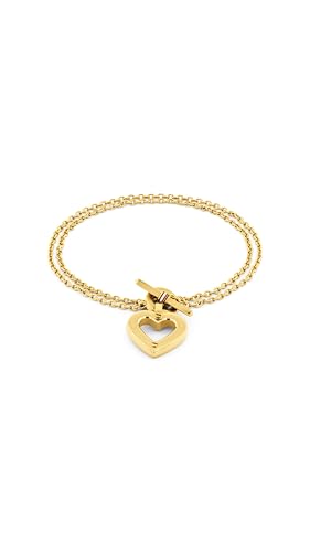 Tommy Hilfiger Jewelry Pulsera de Doble Cadena para Mujer en Oro Amarillo con un Charm de Corazón - 2780970, BRACELET, Gold