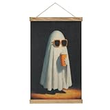 Jubonexis Fantasma con gafas de sol, lienzo vintage, marco de madera, para colgar pósteres, colgar fotos, arte de pared