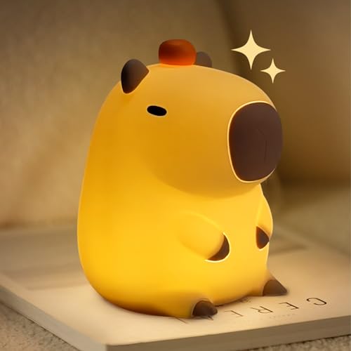 LEDHOLYT Night Light for Kids, Cute Silicone Capybara Nursery Light for Baby Room and Toddler, Rechargeable LED Animal Decor Nightlight for Girls and Boys, Portable Kawaii Lamp Birthday Gift