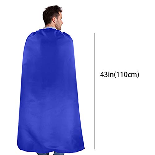 Superhero-Capes and Masks for Adults Bulk, Super Hero Dress Up Costume for Men Role Play Party Favors, 7 Pack (Blue)