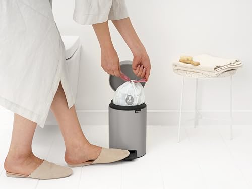 Image of Brabantia NewIcon Pedal Bin 0.8 Gallon /3L (Soft Gray), Soft-Closing Kitchen Garbage Can, Step-On Trash Can with Removable Inner Bucket, PerfectFit Trash Bag Pack Included