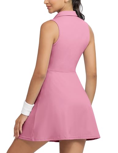 Image of Fengbay Tennis Dress for Women,Golf Dresses with Built in Shorts with 4 Pockets for Sleeveless Athletic Workout Dress