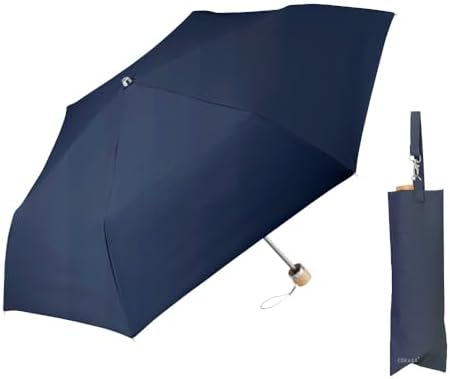 -40℃の遮熱効果 COKAGE+ 日傘 折りたたみ 3段 木手元 50cm 完全遮光 生地使用 晴雨兼用 100% 遮光 遮熱率61％ 東レ サマーシールド UVカット 軽量 遮熱 耐風 撥水 コンパクト 折り畳み傘 紫外線対策 日焼け対策 メンズ レディース 雨傘 (デニムブルー)