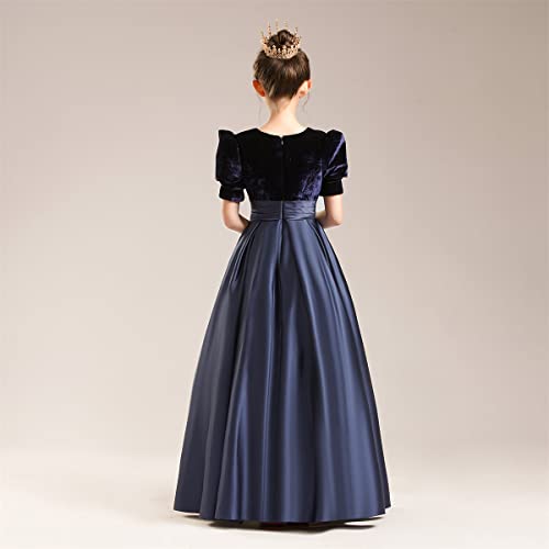 Velvet Short Sleeve Girl's Party Dress Prom Ball Gown Pageant Dress3