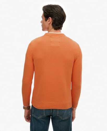 Superdry Preppy Cotton Jumper Pullover Sweater, Washed Tangerine, L Men's