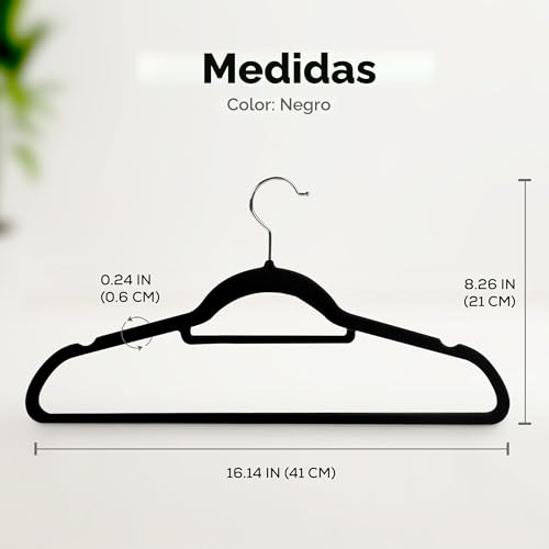 Utopia Home Perchas Terciopelo con Tie Bar (Negro, Paquete de 50) - Imagen 5
