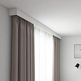 ZSHINE Four-in-One Curtain Pelmet with Double Rails Decorative Panel and Optional Smart Light Belts Ceiling Mounting Customize Length for Living Room Bedroom Kitchen Room