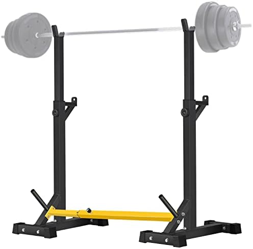 CANPA Adjustable Squat Rack Stand Multi-Function Barbell Rack Weight Lifting Gym Dumbbell Racks Home Gym Bench Press Rack Dumbbell Racks Stands 600Lbs (Yellow)