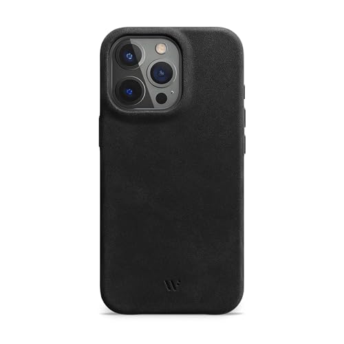 WIIUKA Hülle für iPhone 16 Pro Max Leder aus Deutschland Lederhülle extra Dünn Premium Handyhülle Case Qi Vintage Schwarz