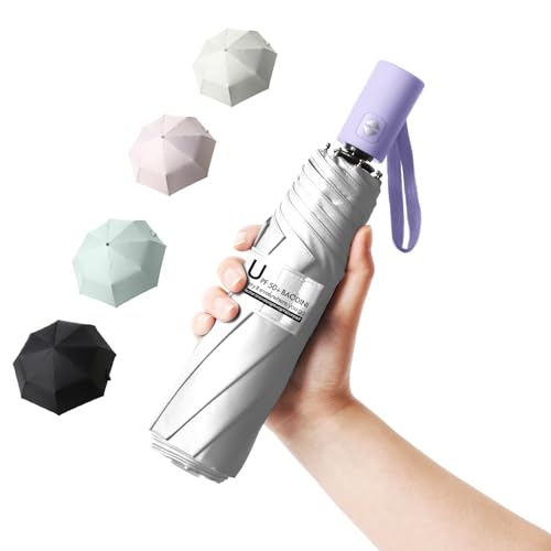 Image of BAODINI Small UV Protection Travel Umbrella Compact for Rain and Sun UPF 50+ Windproof Portable 42 inch Umbrella for Women and Men