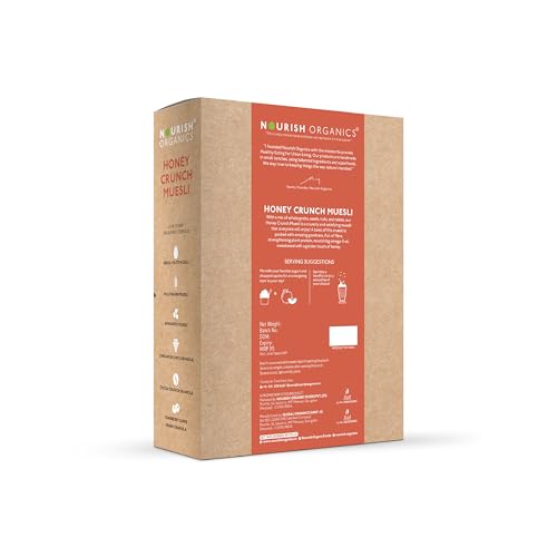 Image of Nourish Organics Honey Crunch Muesli, 300g Pack | Healthy and Nutritious Breakfast Cereals with Whole Nuts | No Refined Sugar | Clean Label