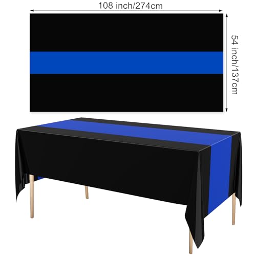 Image of Oudain 3 Pcs Plastic Table Cloths Disposable 54 inch x 108 inch, Royal Blue, Black