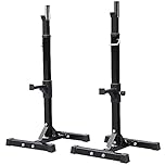 Yaheetech Adjustable Squat Rack, Multifunctional Heavy Duty Barbell Stand, Strength Training Dip Station, Fitness Power Rack Weight Bench Support for Home Gym, Max Load 250kg, Height 114-179cm