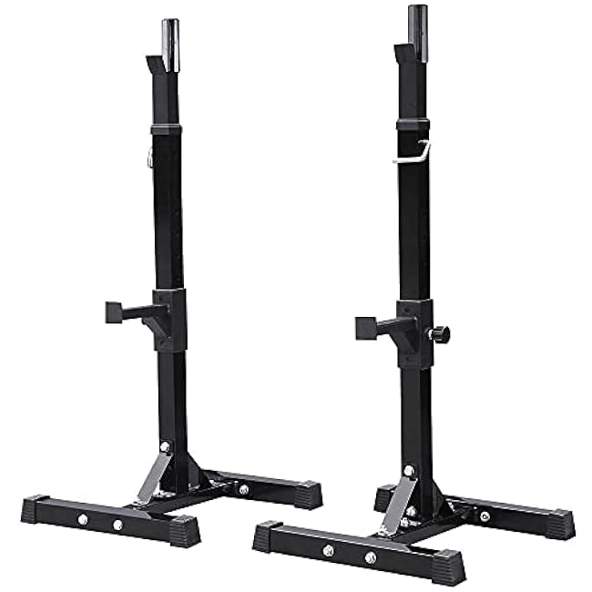 Yaheetech Pair of Adjustable Squat Rack Standard 44-70 Inch Barbell Rack, Solid Steel Squat Stands Bench Press Storage Home Gym Portable Dumbbell Stands