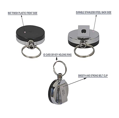 Metal I'd Card Retractable Pulley Silver & Black Yoyo with Premium Transparent Acrylic Holder - (1 Set - 1 Acrylic I'd Holder, 1 Metal Yoyo, 1 Key Hook & 1 Key Ring) (Vertical Holder)