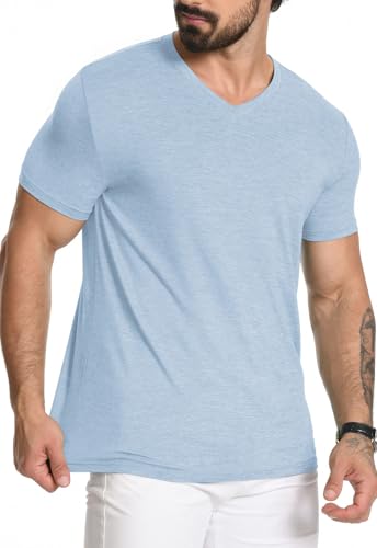 KESIHAN Men's T Shirts V Neck 2 Pack Tees Breathable Everyday Essential Casual Tops2