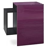 Vladon Mesita de Noche Queens, Cómoda de Noche con 2 Cajones y 1 Compartimento, Negro Mate/Zarzamora de Alto Brillo (60 x 63 x 36 cm)