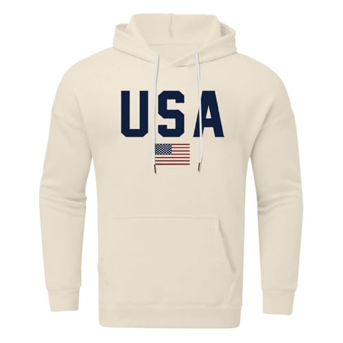 Ymosrh Men's Hoodies, Long Sleeve Usa Letter Print Casual Pullover Hoodie Sweatshirts with Pocket, M-4XL3