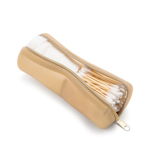 Cotton Round Swab Travel Case, 2-in-1 Beauty Organizer, Visfresh(Champagne)