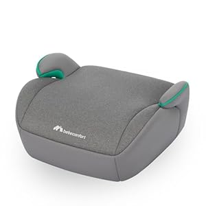 Bebeconfort Manga i-Safe, Zitverhoger Auto, 6-12 jaar, 125-150 cm, Kinderautostoel, Compact & Lichtgewicht (<1 kg), Eenvoudige Installatie met Gordel, Volledig Gevoerd en Zacht, Tinted Grey