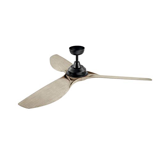 Kichler Imari 65" Ceiling Fan In Black Satin, 3-Blade Modern Led Indoor Outdoor Fan In Walnut Finish, 3000K, (65" W X 14.5" H), 300365Sbk #TOP5