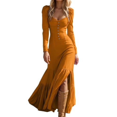 Robe maxi western décontractée boutonnière pour un style fluide