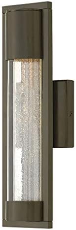 Hinkley Mist Medium Wall Mount Outdoor Lantern, Aluminum, Clear Acrylic Overlay On Seedy Glass Inside Panel, ADA, Dark Sky Compliant, 7w GU10 LED Bulb Rec., Bronze Finish