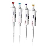 Adjustable Micropipette, Universal Tip Cone ISO 8655 Calibrated Pipette, Pack of 4 Including 0.1-2.0 µL, 2-20 µL, 20 – 200 µL, 100 – 1000 µL