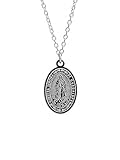 MAJALE_ Cadena con medalla Vírgen de Guadalupe – Collar religioso, Cadena Ajustable – Joya Religiosa Protección y Fe (Plata)