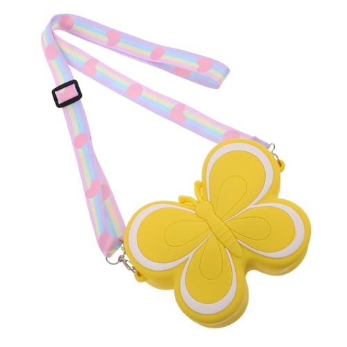 Butterfly Shaped Silicone Purse for Girls Cute Boy Girl Crossbody Bag Yellow Mini Backpack Accessory for Boy Girl Adorable Small Purse for Little Girls
