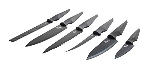 Edge Of Belgravia Precision Extended Kitchen Knives 6 Piece Set Non-Stick Stainless Steel Blades (Black)… #TOP2