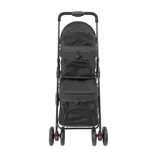 Cochecito plegable para perros con ventana de malla para viajes 6