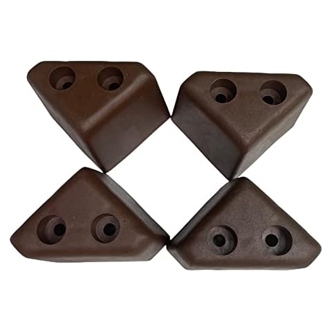 ProFurnitureParts 2.25" Tall Triangle Corner Sofa Legs, Brown Color, Set of 4, HDPE Plastic Cover