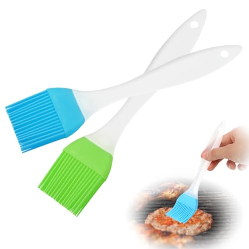 BOUMVID 2 Pezzi Pennello da Cucina in Silicone, Pennelli in Silicone Pennello per Grill alla Griglia, Utensile da Cucina Multiuso, per Arrosti, Forno, Eccetera, Torte, Pane (Blu e Verde)