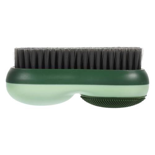 Toyvian Cepillo para Lavar Ropa y Zapatos Portátil Cerdas Dobles Suaves de Silicona, Cepillo Multiusos Doméstico en Color Verde Medianoche para Limpieza Fina y Eficaz