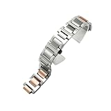 [LOKLNEYK] 8*14mm 12*20mmボスステンレス金属ベルトに適合するCartier Blue Balloon腕時計アクセサリー(Silver-Rose Golden,11x18mm)