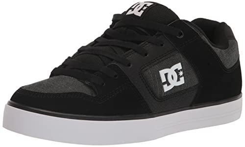 DC Men's Pure Low Top Lace Up Casual Skate Shoe Sneaker, Black/Dark Slate, 10.5
