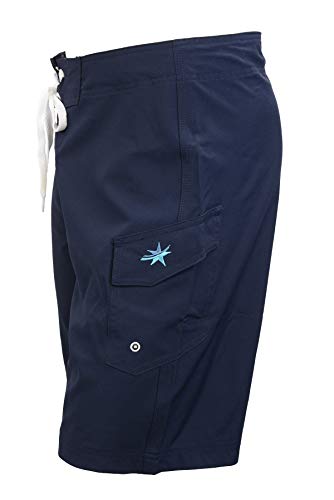 Ultrastar Men's 4-Way Stretch 21" Swim Shorts Board Shorts, Quick Drying No Mesh Lining - UM0011 - Navy - 364