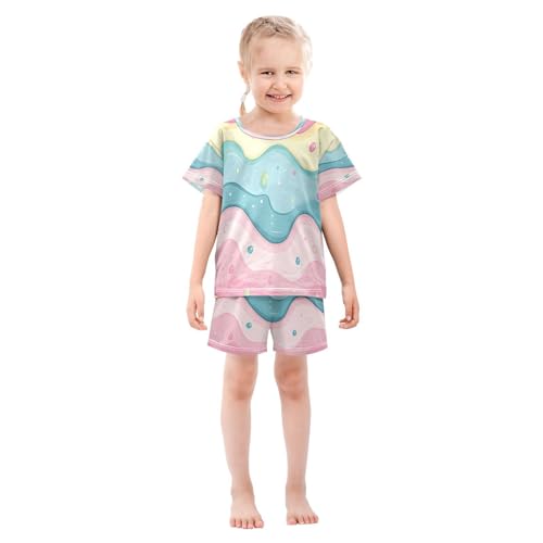 ALAZA Cute Ice Cream Pajamas Set Short Sleeve Cotton Sleepwear Summer Pjs 2 Piece 5-14Y3