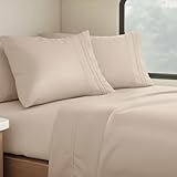 Clara Clark Bed Sheets, Premier 1800 Series 4 Piece RV Queen Sheet Set, Luxury Soft Sheets for RV Bunks, Short Queen - Beige Cream