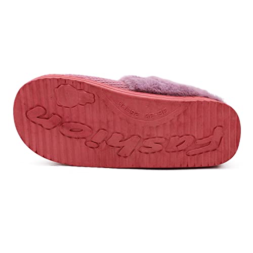 Image of VRITRAZ Women's Slip On Closed Toe Warm Winter House Clog Slipper (Pink, UK-6)