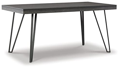 Signature Design By Ashley Strumford Contemporary Rectangular Dining Room Table With Hairpin Legs, Charcoal #TOP18