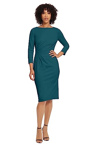 Maggy London Women's Plus Size Scuba Crepe Pleat Tuck Waist Dress