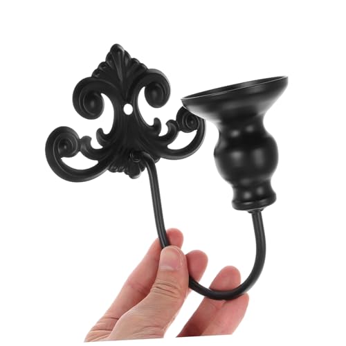 Candelabro de pared de hierro negro con soporte de borde elevado y diseño funcional 4