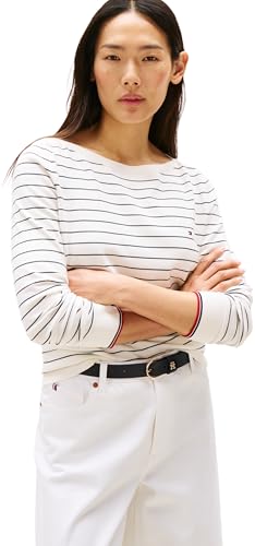 Tommy Hilfiger Damen Pullover Co Jersey Stitch Boat-Nk Sweater Strickpullover