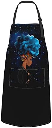 Wisedeal African American Adjustable Bib Neck Apron Polyester with 2 Pockets Cooking Kitchen Aprons for Men and Women Chef, Mom Aunt apron for Christmas Birthday Gifts for Grilling BBQ Chef Apron