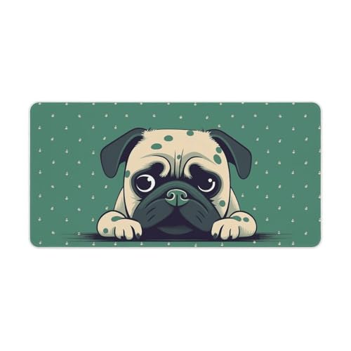 Tapis de souris grand format carlin vert à pois tapis de bureau antidérapant