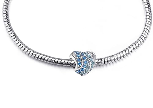 Berloques Coração Cravejado de Zircônia - Banhado a Prata - Linda!! Cabe pulseira de Berloques de Pr